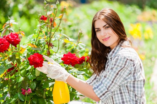 Friendly landscaper team member at work
